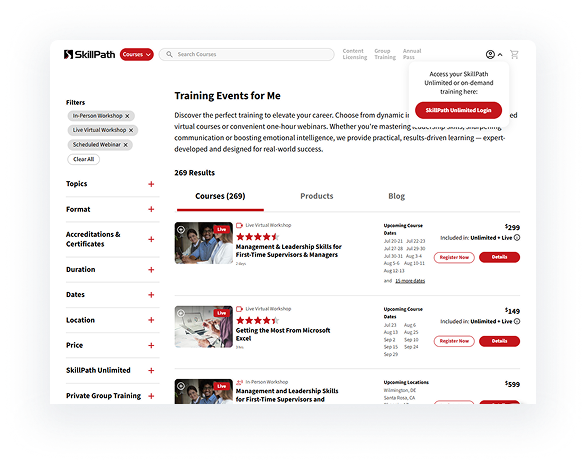 SkillPath courses page
